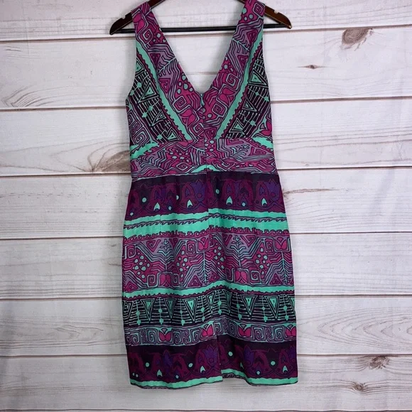 Nanette Lepore V Neck Silk & Linen Dress - Picture 2 of 10